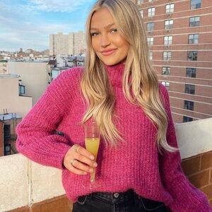 Magenta Turtleneck Sweater